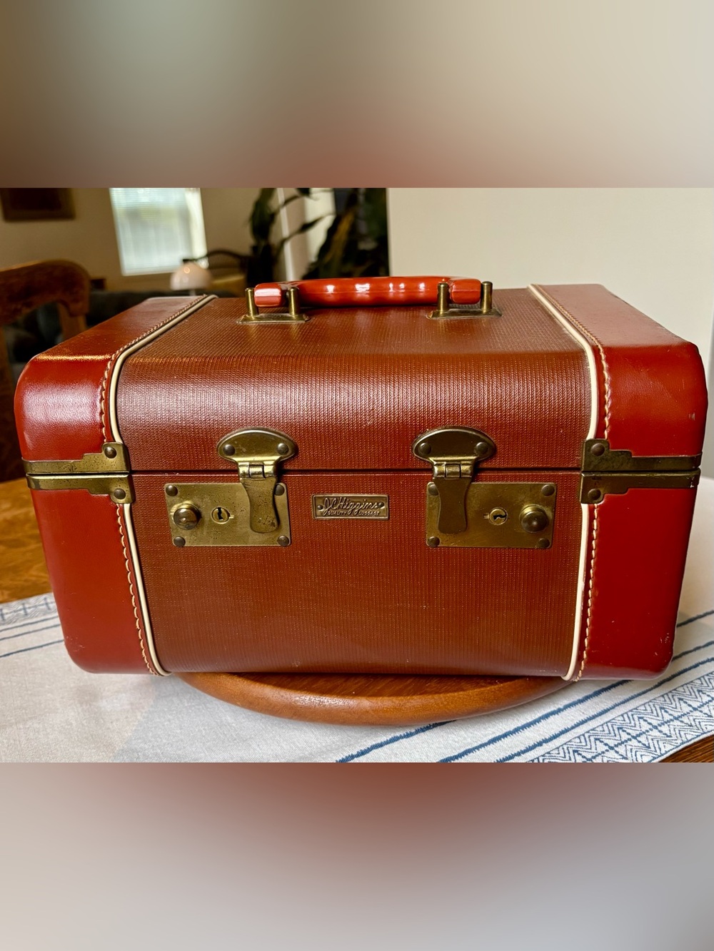 Vintage leather train case luggage, 1950s, JC Higgins EUC